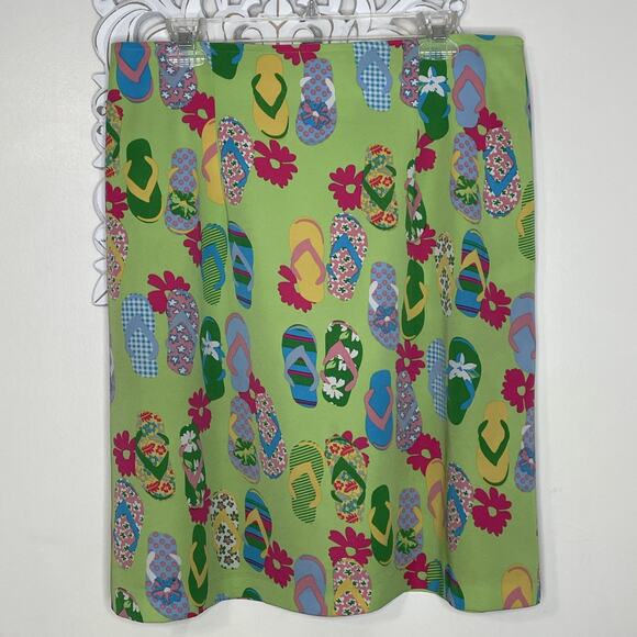 COURTENAY Stretch Women's 14 Tank Top & Skirt 2-Piece Set Flip Flop Print GREEN - Picture 10 of 16